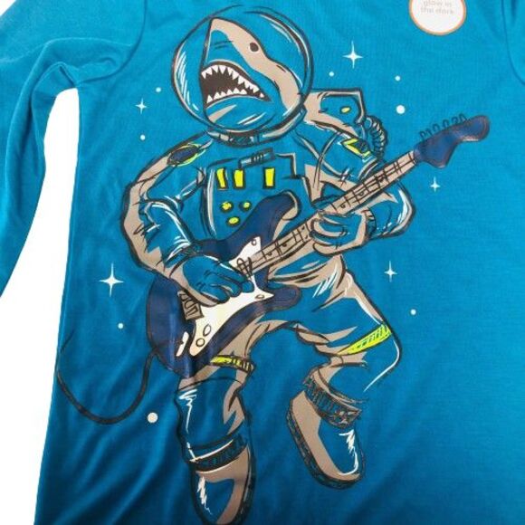 Wonder Nation PJs Boys Medium 8 Glow in Dark Graphic Shark Guitar Player - Picture 4 of 7